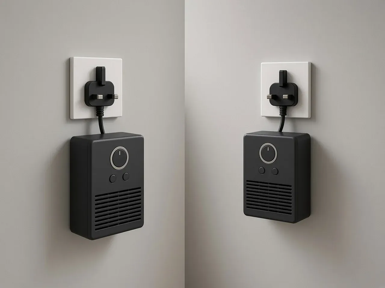 Two medium plug-in heaters in a home office